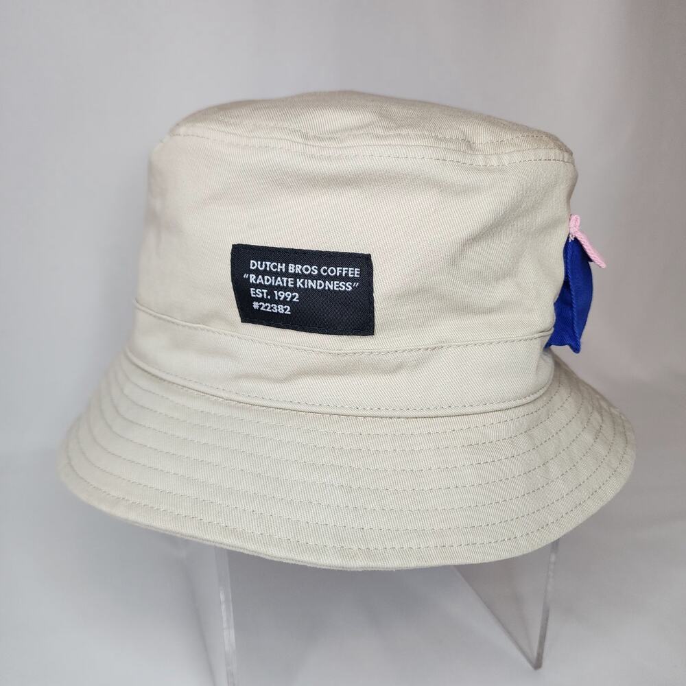 DUTCH BROS - Bucket Hat - Unisex - Khaki Pocket Radiate Kindness Fishing Sun Hat